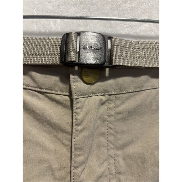 LL Bean Hiking Pants Men's XL Khaki Tan Nylon Straight Gorpcore Stowaway Belted - Picture 4 of 16